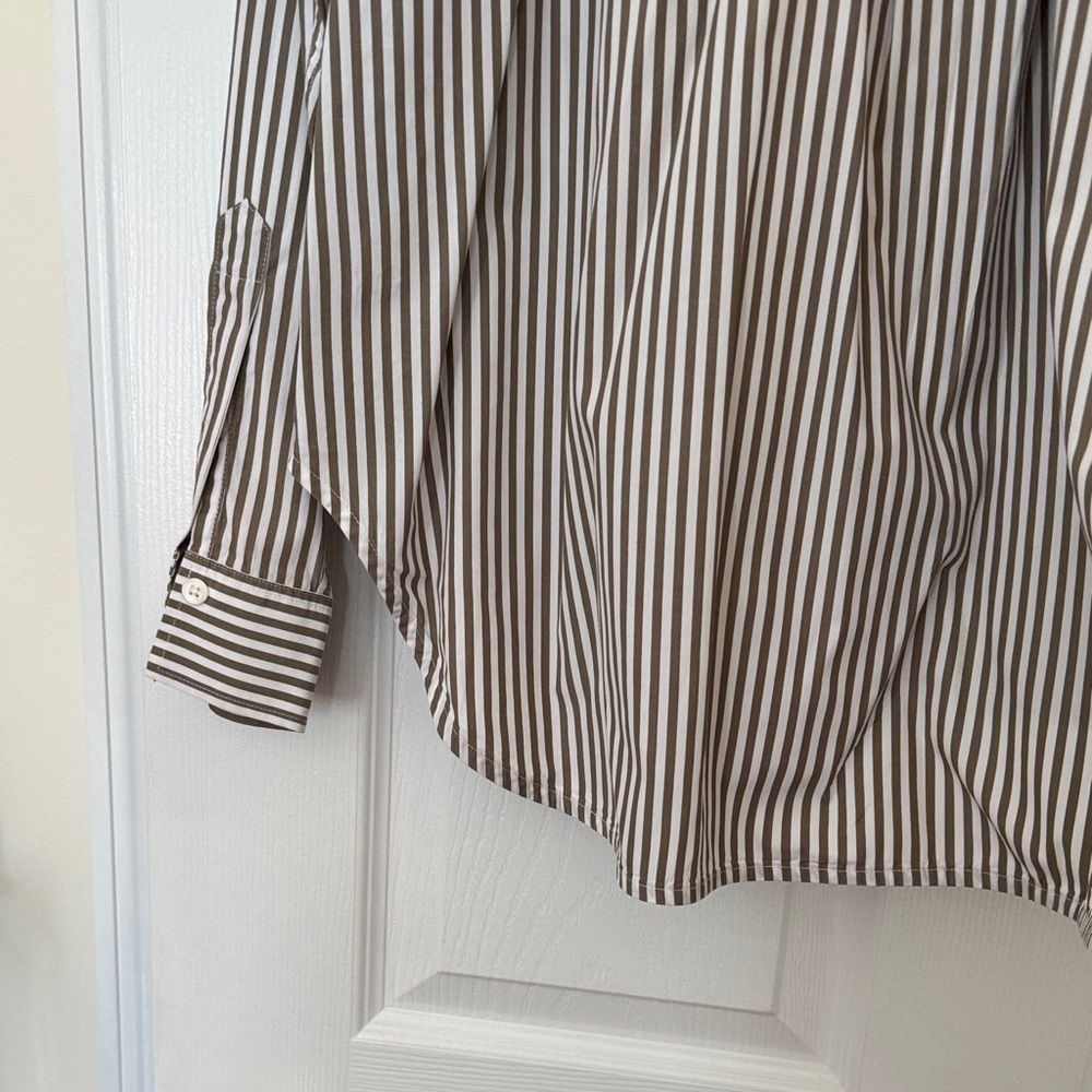 Toteme Women’s Brown and White Striped Cotton Poplin Shirt Euro Size 40 - Picture 11 of 13